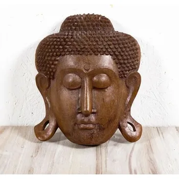 Dřevěná soška - maska na zeď Buddha - 31 cm