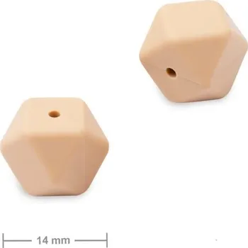 Dětské navlékací korálky Silikonové korálky hexagon 14 mm Toasted Oatmeal