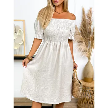 Dámské šaty Fashionweek Volné šaty ze vzdušné viskózy španělské šaty IT-TAYANA Barva: Béžový, Velikost: Universal