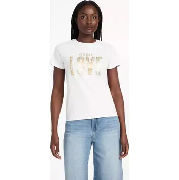 Dámské tričko GUESS dámské tričko Eco Crewneck bílé XXL