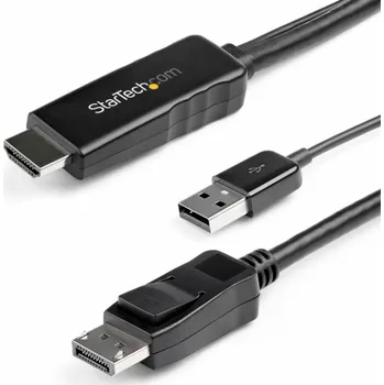 Video kabel StarTech.com 2m (6ft) HDMI to DisplayPort Cable 4K 30Hz, Active HDMI 1.4 to DP 1.2 Adapter Converter Cable with Audio, USB Powered, Mac & Windows, HDMI Laptop to DP Monitor, Male/Male - Built-In USB C