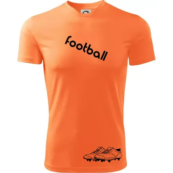 Pánské tričko FOOTBALL nápis šikmo - Pánské triko Fantasy sportovní (dresovina) - 2XL ( Neon mandarine )