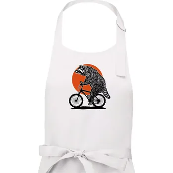 Kuchyňská zástěra MTB mýval - Dámská zástěra na vaření - Univerzální velikost ( Bílá )