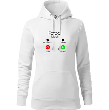Dámská mikina Fotbal volá - Mikina dámská Cape s kapucí - S ( Bílá )