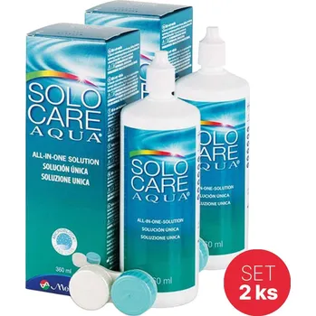 Roztok na kontaktní čočky Menicon SoloCare Aqua 2x 360 ml s pouzdrem
