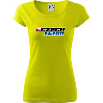 Czech team s vlajkou - Mistrovství světa v ledním hokeji 2025 - Dámské triko Pure - XL ( Limetková )