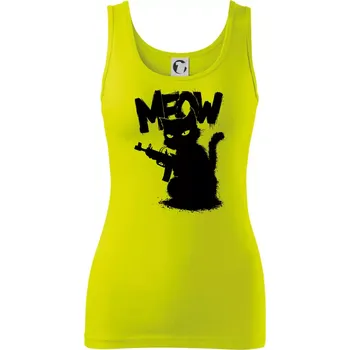 Dámské tričko Meow kočka se zbraní - Dámské tílko - 2XL ( Limetková )