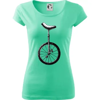 Dámské tričko jednokolka kreslená - Dámské triko Pure - S ( Mátová )