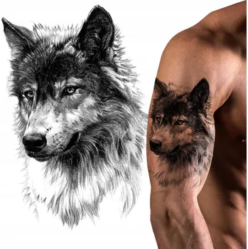 Odstranitelné tetování Dočasné vodní tetování SKICA / VLK / HLAVA VLKA (Vlčí hlava)