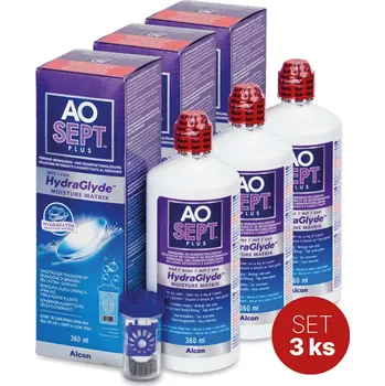 Roztok na kontaktní čočky Alcon AOSEPT Plus HydraGlyde 3x 360 ml s pouzdrem