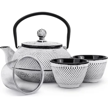 Konvice na čaj Litinová konvice s infuzérem a hrnky GOBLET BÍLÁ 0,6 l