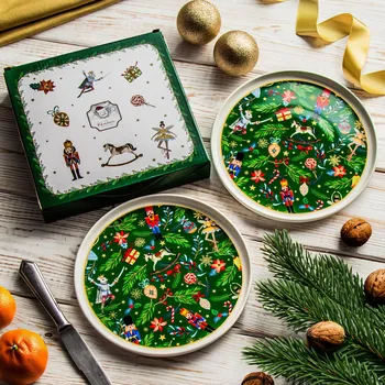 Talíř Vánoční dezertní talíře s okrajem porcelán DUO CHRISTMAS SPIRIT 21 cm 2 ks.