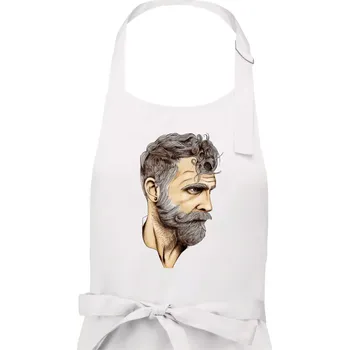 Kuchyňská zástěra Mustache man - Pánská zástěra na vaření - Univerzální velikost ( Bílá )