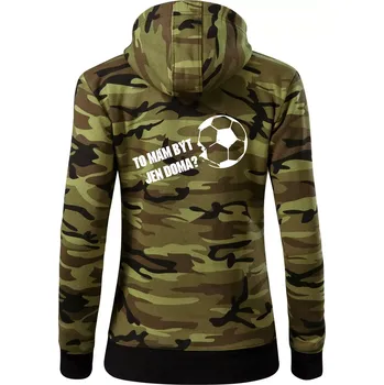 Dámská mikina To mám být jen doma? - Fotbal - Dámská mikina trendy zipper s kapucí - XL ( Zelený maskáč )