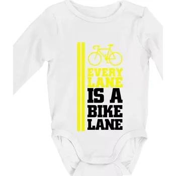 Every Lane Bike Lane - Body kojenecké s dlouhým rukávem - Dlouhý r. do 3 měs ( Bílá )