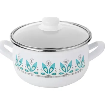 Hrnec Smaltovaný hrnec s pokličkou EMALIA POLSKA PLESZEW PYZA CAMELLIA 2,2 l