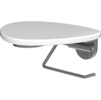 ADA - držák toaletního papíru, včetně poličky bez otvoru, PVD inox/bílá lesk HF506791501060