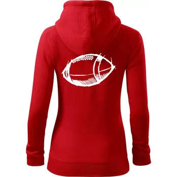 Dámská mikina Americký fotbal míč skica - Dámská mikina trendy zipper s kapucí - S ( Červená )