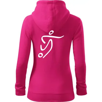 Dámská mikina Fotbalista silueta - Dámská mikina trendy zipper s kapucí - S ( Purpurová )