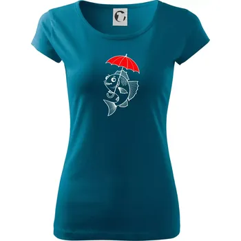 Dámské oblečení Ryba s deštníkem - Dámské triko Pure - M ( Petrolejová )