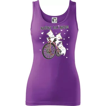 Dámské tričko Kočky na kole - Dámské tílko - M ( Fialová )