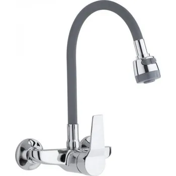 Vodovodní baterie Baterie umyvadlová, dřezová, EMAS 49015, nástěnná, šedá