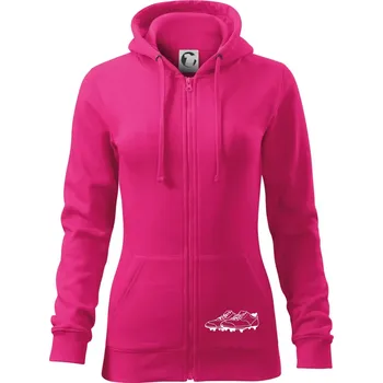 Dámská mikina FOOTBALL nápis šikmo - Dámská mikina trendy zipper s kapucí - L ( Purpurová )