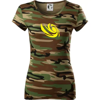 Dámské tričko Vortex logo samostatné - žluté - Dámské maskáčové triko - XS ( Hnědý maskáč )