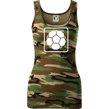 Dámské tričko Fotbalový míč emblem - Dámské Maskáčové tílko - M ( Hnědý maskáč )