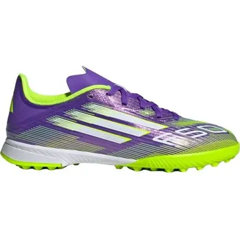 Kopačky Dětské turfy adidas F50 LEAGUE TF J 5 Fialová, Bílá, Reflexní neon