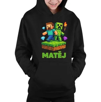 Tričkový.cz - Steve - dětská mikina s kapucí pro fanoušky Minecraftu