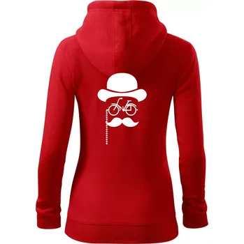 Dámská mikina Mustache kolo - Dámská mikina trendy zipper s kapucí - M ( Červená )