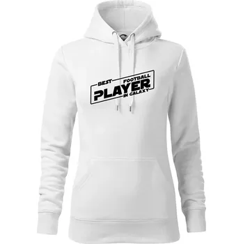 Dámská mikina Best football player in galaxy - Mikina dámská Cape s kapucí - S ( Bílá )