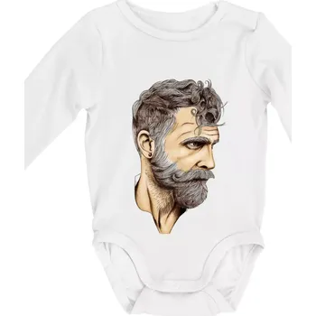 Mustache man - Body kojenecké s dlouhým rukávem - Dlouhý r. do 3 měs ( Bílá )