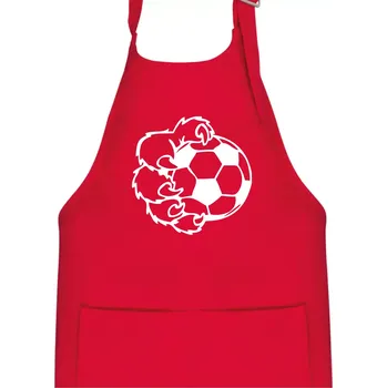 Kuchyňská zástěra Medvědí tlapa fotbal - Dětská zástěra na vaření - Univerzální velikost ( Červená )
