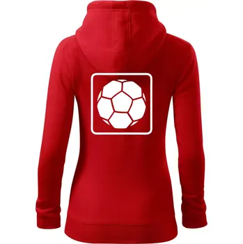 Dámská mikina Fotbalový míč emblem - Dámská mikina trendy zipper s kapucí - XS ( Červená )