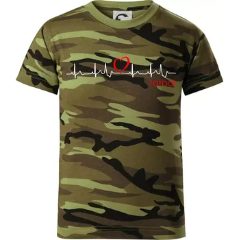 Moje srdce bije pro fotbal - Dětské maskáčové triko - 104-110cm / 3-4 roky ( Zelený maskáč )