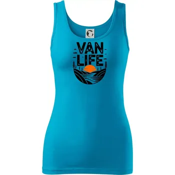 Dámské tričko Van life a Západ slunce - Dámské tílko - S ( Světlý tyrkys )