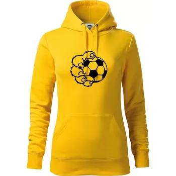 Dámská mikina Medvědí tlapa fotbal - Mikina dámská Cape s kapucí - XS ( Žlutá )