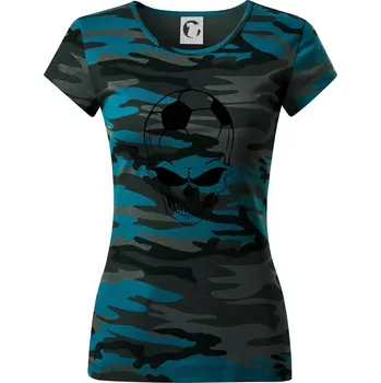 Dámské oblečení Fotbal lebka míč - Dámské maskáčové triko - S ( Petrolejová maskáč )