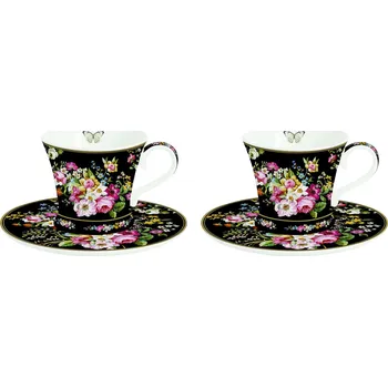 Porcelánové šálky na espresso s podšálky EASY LIFE BLOOMING OPULANCE 80 ml 2 ks.