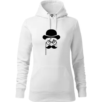 Dámská mikina Mustache kolo - Mikina dámská Cape s kapucí - S ( Bílá )
