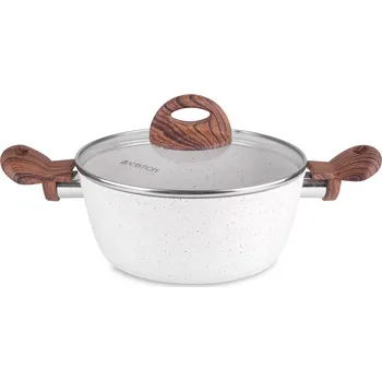 Hrnec AMBITION Nature 2,2 l bílý - hliníkový hrnec s pokličkou