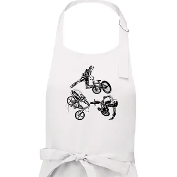 Kuchyňská zástěra BMX tricks - Dámská zástěra na vaření - Univerzální velikost ( Bílá )
