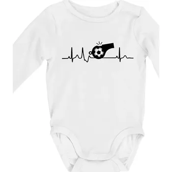 Kojenecký body EKG fotbal rozhodčí a píšťalka - Body kojenecké s dlouhým rukávem - Dlouhý r. do 3 měs ( Bílá )