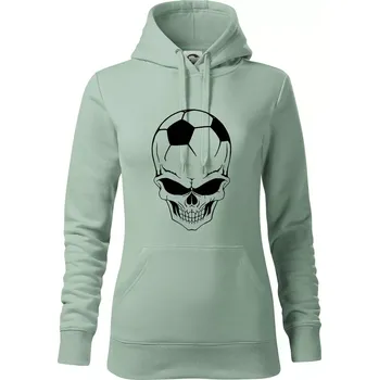 Dámská mikina Fotbal lebka míč - Mikina dámská Cape s kapucí - XS ( Sage )