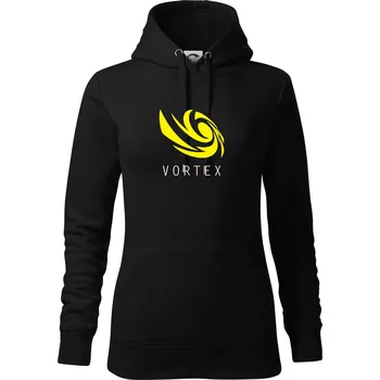 Dámská mikina Vortex logo barevné - Mikina dámská Cape s kapucí - XL ( Černá )