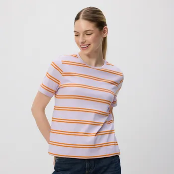 Dámské oblečení Reserved - Pruhované tričko - bledá zelená - VI090-07X - VI090-07X-M