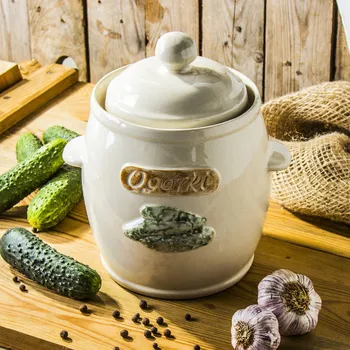 Zelák Kameninový sud na kysané zelí a okurky s víkem KRISTYNKA GORUMBERS CRYSTINE 4 l