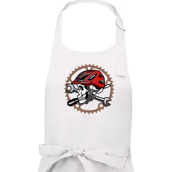 Kuchyňská zástěra Lebka biker opravář - Dámská zástěra na vaření - Univerzální velikost ( Bílá )
